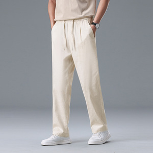 <span class=keywords><strong>Pantaloni</strong></span> Casual da <span class=keywords><strong>Uomo</strong></span> in Lyocell e <span class=keywords><strong>Lino</strong></span> di Alta Gamma, Leggeri Estivi, Traspiranti, Versatili, Stile Old Money, da Pendolare, a Gamba Dritta - Product Image 3