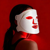 Masque facial LED en silicone pour la beauté, thérapie par la lumière rouge, sept couleurs, 8 modes, thérapie par la lumière rouge
