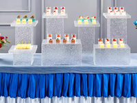 Support d'affichage moderne en acrylique écologique pour buffet d'hôtel, pour gâteaux, desserts et décorations lumineuses