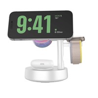 Station de charge rapide magnétique 25W 5-en-1 avec haut-parleur, lampe de nuit et chargeur sans fil pour téléphone, montre et écouteurs – Nouveauté AFY 2026 en promotion