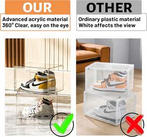 Injection Molded PET Acrylic Fold Magnetic Side Open Custom Organizer Case Giant Transparent <b>Clear</b> Sneaker Shoe Storage <b>Display</b> - Product Image 3