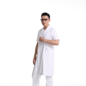 Consegna veloce 100% Manica Corta in Cotone Bianco del Laboratorio Cappotto degli uomini di Medico Abito Uniforme Medico in Ospedale Dentista Uniforme Fatto in Cina - Product Image 6