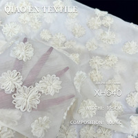 Tulle 3D 100% coton, tissu brodé floral pour robes de mariée, robes de soirée et vêtements pour femmes