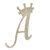 Bijoux en gros or blanc 925 argent sterling 14K plaqué or 1 rangée VVS Moissanite diamant pendentif lettre initiale cursive
