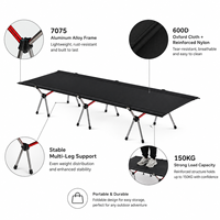 Lit de camping pliable moderne en nylon renforcé ultraléger, réglable en hauteur, portable, pour l'extérieur et la chambre