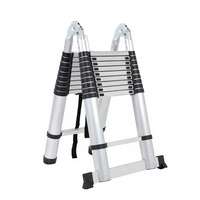 Échelle télescopique pliante en aluminium de 3,5 m, capacité de charge de 150 kg, 9 marches, design minimaliste, longueur personnalisable, usage domestique, manuelle