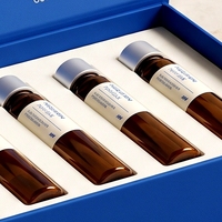 Boîte rigide en carton magnétique bleu moyen personnalisée pour 6 flacons de peptides, avec doublure en éponge, impression offset, pour usage en soins personnels
