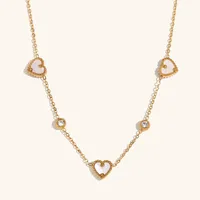 Ensembles de bijoux géométriques plaqué or hypoallergénique collier en forme de coeur en acier inoxydable Bracelet anneaux boucles d'oreilles pour les femmes