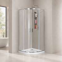 Cabine de douche d'angle Neo-Angle avec double porte coulissante, niche, étagère et receveur pour salle de bain commerciale