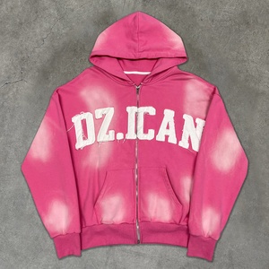 เสื้อฮู้ดดี้วินเทจสไตล์ดิสเทรส 400 แกรม ผ้าหนา ทรงโอเวอร์ไซส์ สำหรับผู้ชาย ผลิตโดยผู้ผลิตเสื้อฮู้ดดี้ซิป  ปักลาย ล้างสีแบบแอซิดวอช - Product Image 1