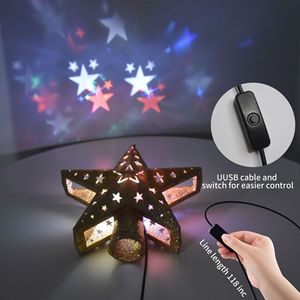 <b>LED</b> Treetop Star Decorative <b>Lights</b> Five Pointed Star Projection Rotating Christmas <b>Tree</b> Topper Hanging Ornament - Product Image 4