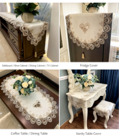 Nappe de table basse de salon en tissu, dentelle moderne, ovale, style européen, anti-poussière, motif géométrique, à franges, écologique, lavable