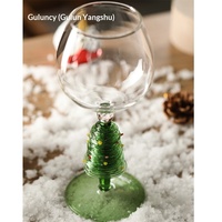 Verre à vin en verre borosilicate, design original, fait main, en acier brossé, en forme de sapin de Noël, cadeau idéal pour la décoration de Noël