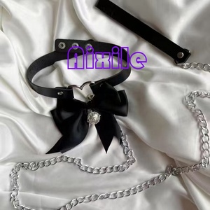 Collier en cuir avec nœud TBow, laisse, BDSM, bondage, collier érotique, jouet sexuel, SM, esclave, cosplay, ensemble de restraints, jeu de rôle - Product Image 3