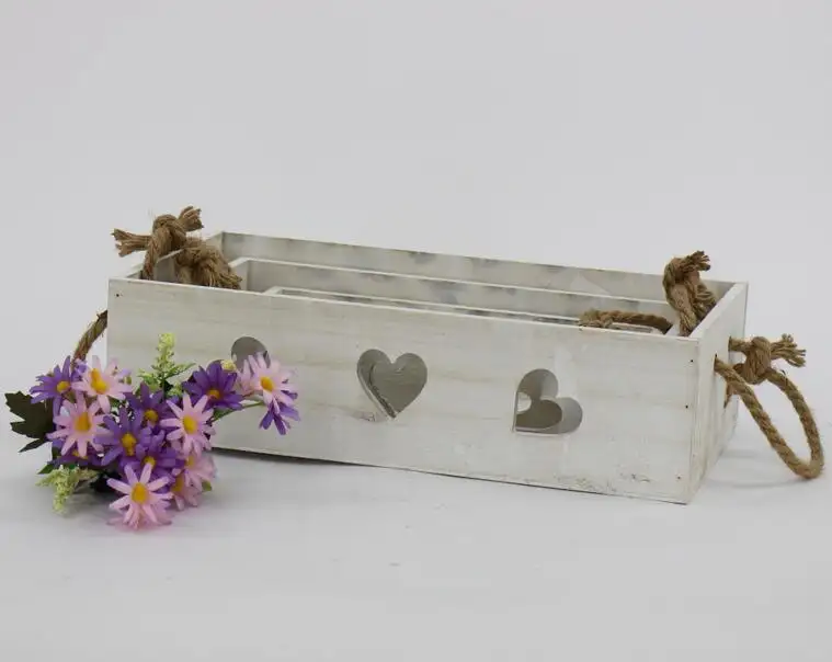 bleach white color Vintage used wood crate decorative storage for flower