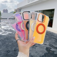 Étui de téléphone portable de couleurs dégradées de luxe pour iPhone 17 Pro Max avec couvercle de téléphone laser porte-objectif avec béquille à rotation à 360 °