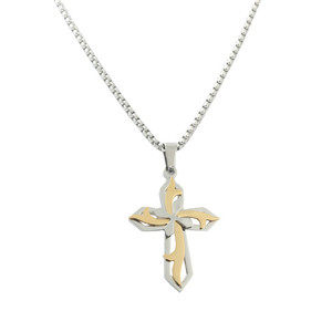 <b>Cross</b> Pendant Necklace Stainless Steel Unisex Geometric Hollow Design 12097 - Product Image 5