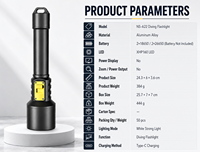 Lampe de plongée submersible en alliage d'aluminium XHP70/XHP160 LED IP68 étanche rechargeable 100M sous l'eau 1000 Lumens USB-C