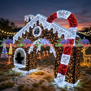 Grande <span class=keywords><strong>maison</strong></span> de <span class=keywords><strong>Noël</strong></span> 3D personnalisable en forme de bonbon, étanche IP65, certifiée CE, éclairage décoratif, durée de vie 50000 heures, idéale pour les mariages - Product Image 2