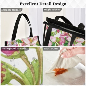Hawaiian Plumeria Print Summer Soft Meal Prep Lunch Bag Reusable Insulated Small Lunch Cooler Bag for Work - Product Image 2