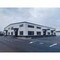 Bâtiment préfabriqué moderne de style européen en structure légère d'acier, charpente industrielle à poutres en H solides pour entrepôt