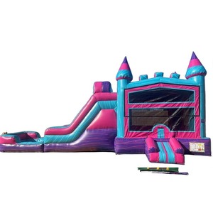 Castello Gonfiabile Multifunzione Personalizzato Tongle in PVC Multicolore con Scivolo Asciutto per Noleggio Commerciale per Feste - Product Image 2