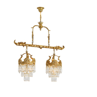 Lustre linéaire moderne en laiton massif de style baroque français, 2 lumières, avec pampilles en cristal K9, LED 2700K, pour salle, cuisine, îlot, salle à manger