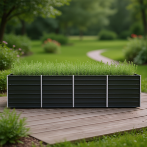 Bac à plantes surélevé en acier galvanisé anthracite 126 x 31,5 x 30,3 pouces, design moderne - Product Image 2