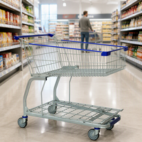 Chariot de courses pliable en acier personnalisé DIKA, chariot de supermarché avec finition zinguée, modèle DK-G-133L, vente directe d'usine