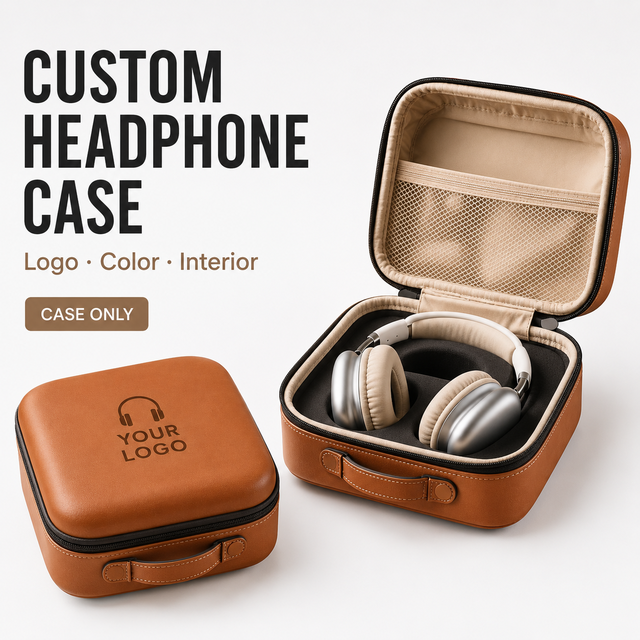 Custom Hard EVA Headphone Case with Mesh Pocket Shockproof Storage Box for Headphones Charging Cables OEM ODM Wholesale