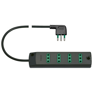 Vimar Power Strip 4 Outlets 35 Cm Black With Green <b>Sockets</b> - Product Image 1