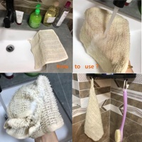 Ensemble de luxe d'éponges de bain en sisal, sac à savon bio en sisal et chanvre, pochette moussante en sisal et pochette de séchage en sisal