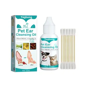 OEM Formule douce Nettoyage des oreilles des animaux domestiques Effet durable Nettoyant pour oreilles des chiens Huile nettoyante pour oreilles des animaux de compagnie