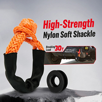 Cordon de remorquage souple avec crochet en U et boucle de sauvetage en forme de tête de taureau – Polymère polyéthylène Orange/Noir