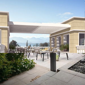 Bioclimatic Système <span class=keywords><strong>de</strong></span> toit en aluminium à persiennes <span class=keywords><strong>4x4</strong></span> <span class=keywords><strong>Abri</strong></span> <span class=keywords><strong>de</strong></span> <span class=keywords><strong>jardin</strong></span> avec pergola électrique Louvre Gazebo d'extérieur Cadre enduit <span class=keywords><strong>de</strong></span> poudre - Product Image 2