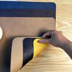 Modern PU Leather Placemat Textured Heat Insulation Table Mat Oil Resistant Durable Household Dining Mat Bowl Mat Welcome <b>Gifts</b> - Product Image 2