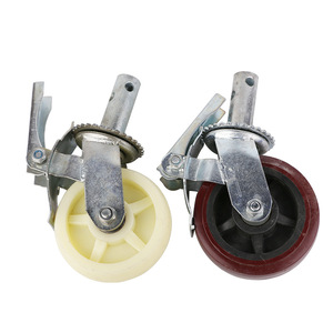 ล้อเลื่อนอุตสาหกรรม 4 นิ้ว สีแดง โพลียูรีเทน พร้อมเบรก สำหรับโรงงาน - Product Image 3