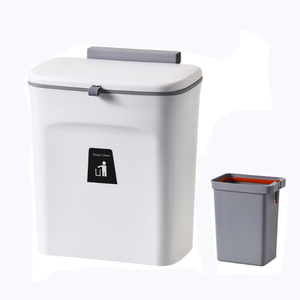 7/9L Wall Mounted Trash Can With Lid Waste Bin Kitchen Cabinet Door Hanging Trash Bin Garbage Car Recycle Dustbin Rubbish Can