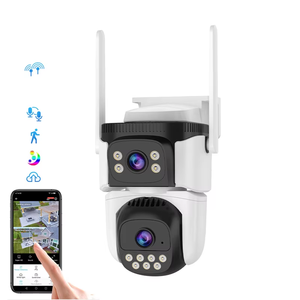 NVR penyimpanan <span class=keywords><strong>Alarm</strong></span> rumah 4K pintu 2MP tiga lensa CCTV nirkabel jaringan WiFi Ultra keamanan rumah tahan air luar ruangan kamera IP PTZ - Product Image 1