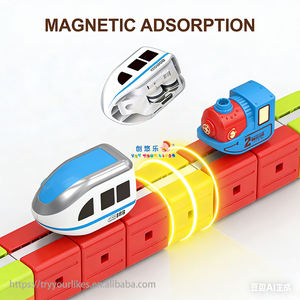 चुंबकीय मोनोरेल ट्रैक सेट कार स्टेम बिल्डिंग ब्लॉक, बच्चों के लिए रंगीन मेगानेट टाइलखिलौने रेल टाइल्स - Product Image 3