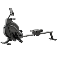 Máquina de Remo con Resistencia al Aire, 10 Niveles de Resistencia, Pantalla con Monitor, Carga Máxima 150 kg, Máquina de Ejercicio para Gimnasio en Casa