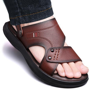 Sandales d'été décontractées pour hommes en cuir véritable, à bout ouvert, respirantes, antidérapantes, avec soutien de la voûte plantaire, au-dessus du genou, pour la plage - Product Image 3
