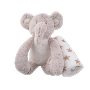 2-in-1 Ultra Soft Floral Decke Elefant Plüsch Hase Kuscheltier Set Baumwoll spielzeug für Baby Stress abbau PP Baumwolle Gesichts tuch - Product Image 1