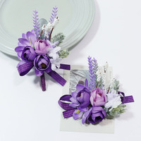 Ensemble de boutonnières artificielles violettes pour mariage, avec design lavande et rose, pour les demoiselles d'honneur et les événements formels