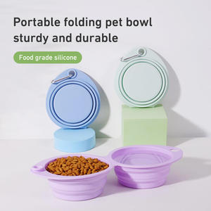 Köpekler kediler için Snap ile özel gıda sınıfı silikon katlanabilir hayvan mama kabı, taşınabilir seyahat mama kabı, OEM/ODM - Product Image 3
