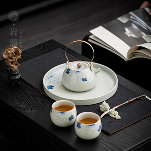 Tasse à thé individuelle en céramique, peinte à la main, motif pivoine, grande capacité, pour cérémonie du thé, origine Dehua, traditionnelle - Product Image 3