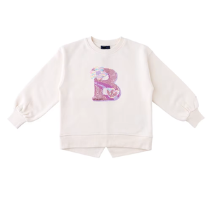 Sweat-shirt à col rond à manches longues pour enfants, de bonne qualité, minimaliste, glamour, décontracté, mignon, avec paillettes irisées - Product Image 1