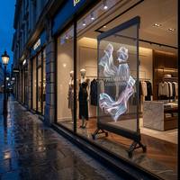 Écran holographique pliable invisible, affichage LED transparent à 80 % pour vitrine de boutique de vêtements de luxe