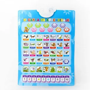 Kids plastic English and Spanish learning toy double sided voice wall chart AL016738