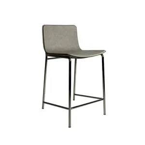 Wholesale Top Quality Caspar Grey Leather Metal High Chairs Counter Stool For Kitchen